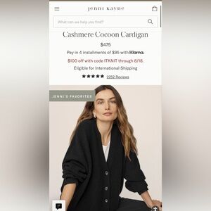 Jenni kayne cashmere cocoon cardigan